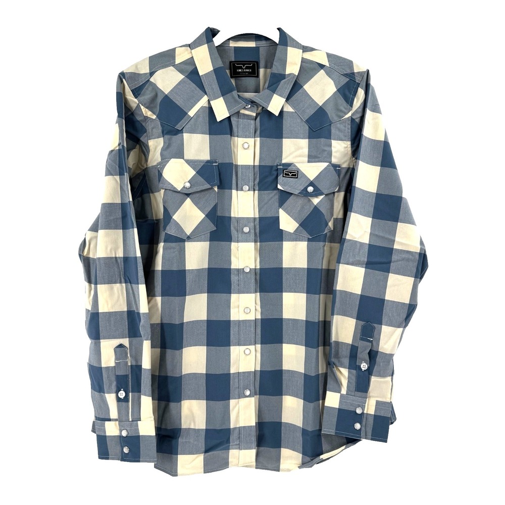 Kimes‎ Ranch Malcom Buffalo Plaid Pearl Snap Shirt Women's XL Blue Landman NEW - Picture 8 of 10